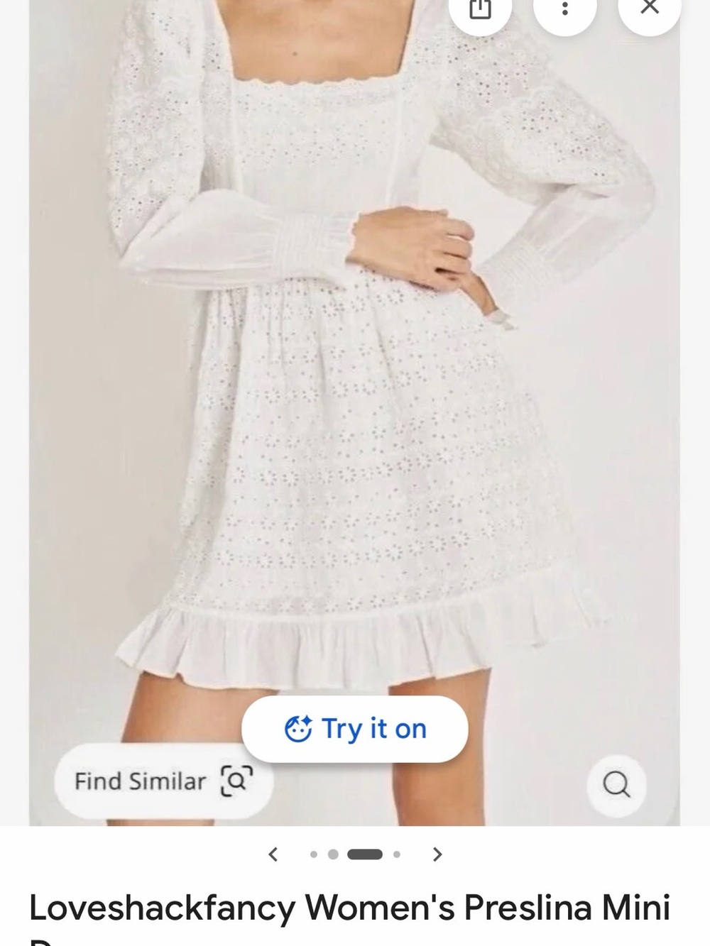 White Eyelet Mini Dress with Ruffle Hem